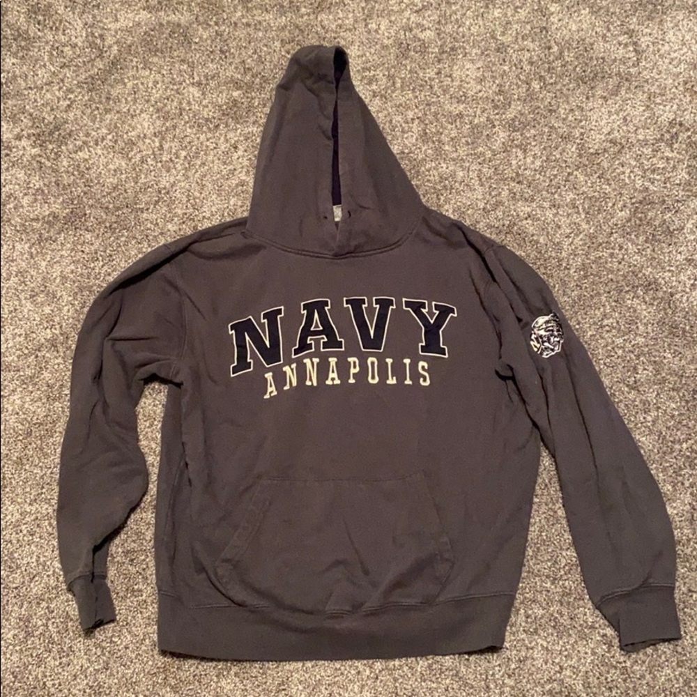 Gray Hooded Navy Hoodie Sweatshirt